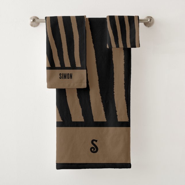 Brown Zebra Drucktuch Badhandtuch Set (Insitu)