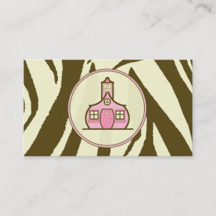 Brown Zebra Print / Pink Teacher Carte de visite