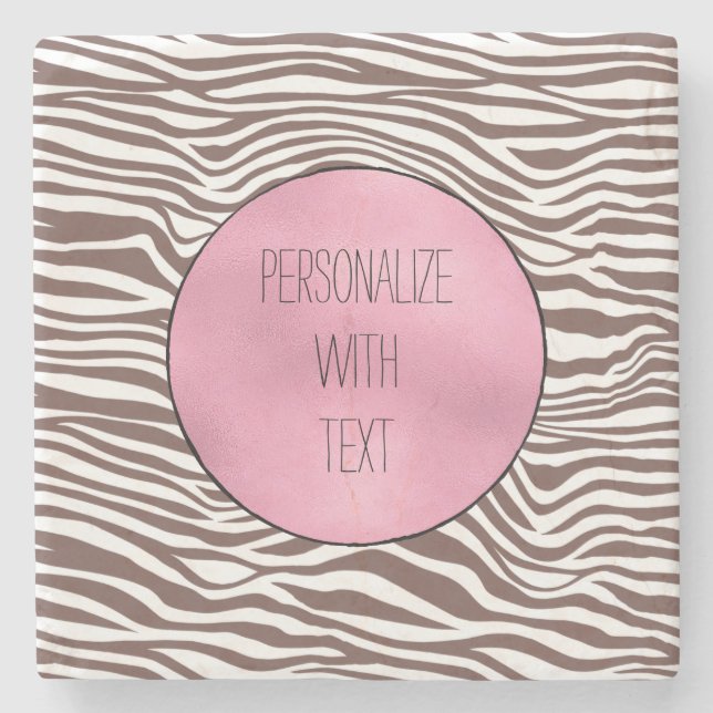 Brown Zebra Print Steinuntersetzer (Vorderseite)