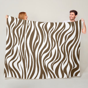 Brown Zebra Skin Print Fleecedecke