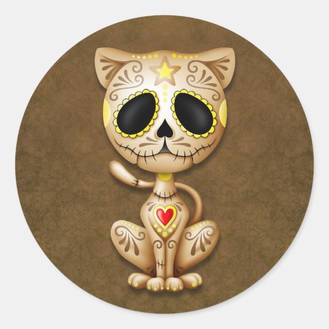 Brown Zombie Sugar Kitten Runder Aufkleber (Vorderseite)