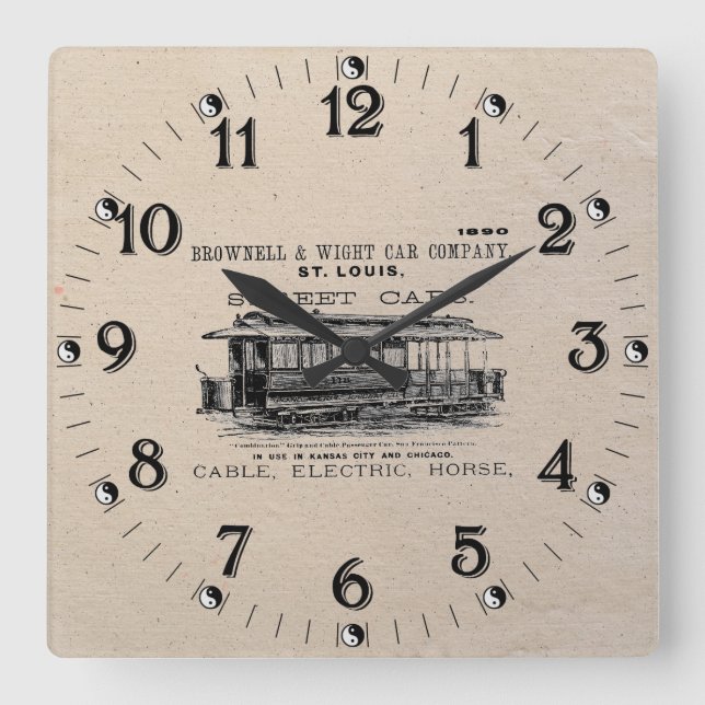 Brownell Auto Company 1890 Quadratische Wanduhr (Vorderseite)