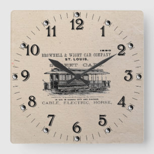 Brownell Car Company 1890 Quadratische Wanduhr