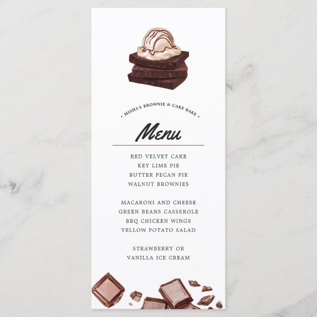 Brownie et gâteau | Menu thématique (Devant)