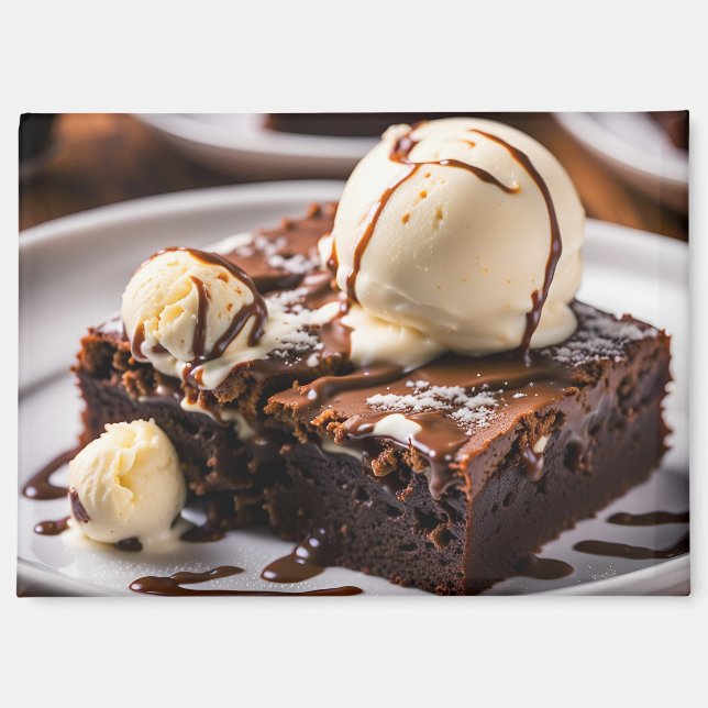 Brownie mit Eis oben drauf Magnet (Vorderseite)