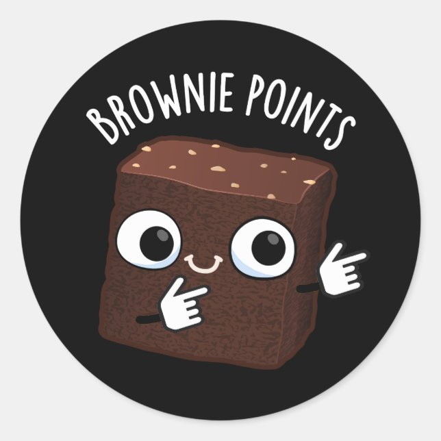 Brownie-Punkte Lustiger Snack-Wortspiel Dunkler Hi Runder Aufkleber (Vorderseite)