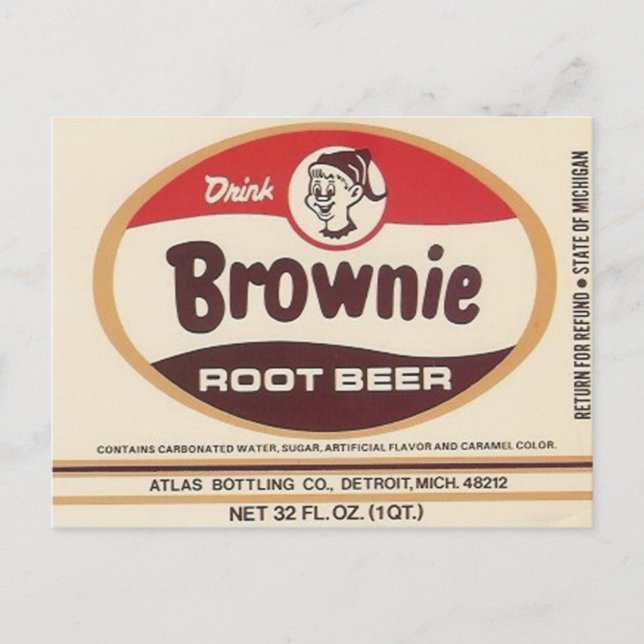 Brownie Root Beer Label Postkarte (Vorderseite)
