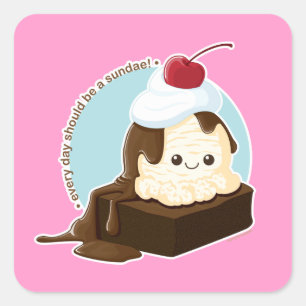 Brownie Sundae Quadratischer Aufkleber