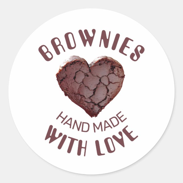Brownies handgemacht mit Liebe Runder Aufkleber (Vorderseite)