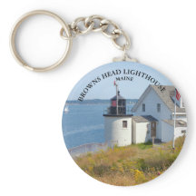 Browns Head Lighthouse, Maine Round Schlüsselanhän