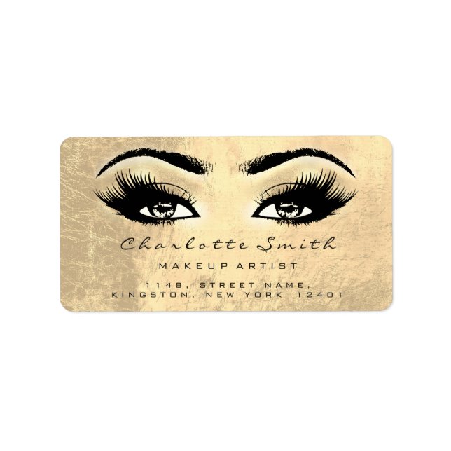 Browns Imitate Gold Makeup Lashes Bridal Beauty RV Adressaufkleber (Vorne)