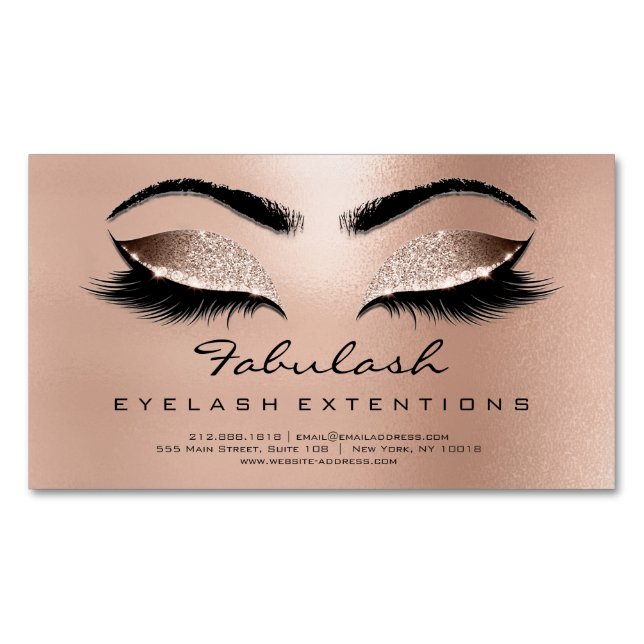 Browns Rose Gold Glitzer Waxing Makeup Lashes Magnetische Visitenkarte (Vorderseite)
