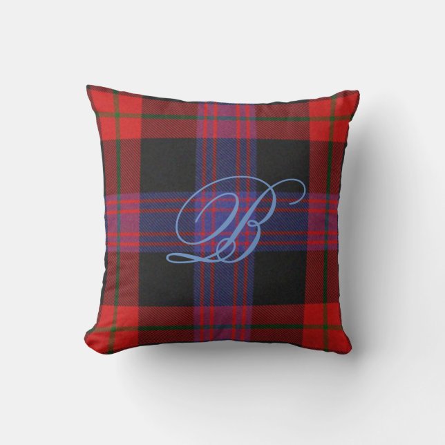 Browntartan-Monogramm-Kissen Kissen (Vorderseite)