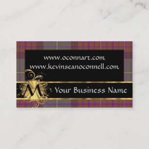 Browntartan und -SCHWARZES mit Monogramm Visitenkarte