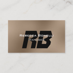 Browny Beige Black Monogram Manager Business Card Visitenkarte
