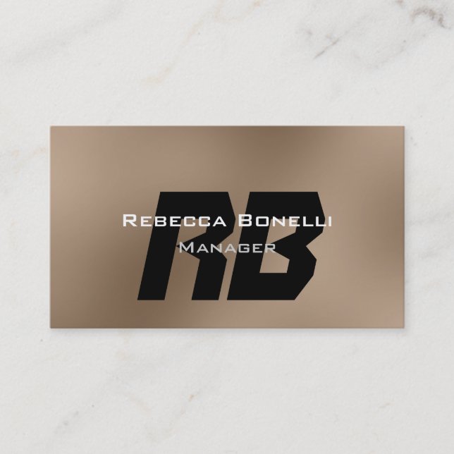 Browny Beige Black Monogram Manager Business Card Visitenkarte (Vorderseite)
