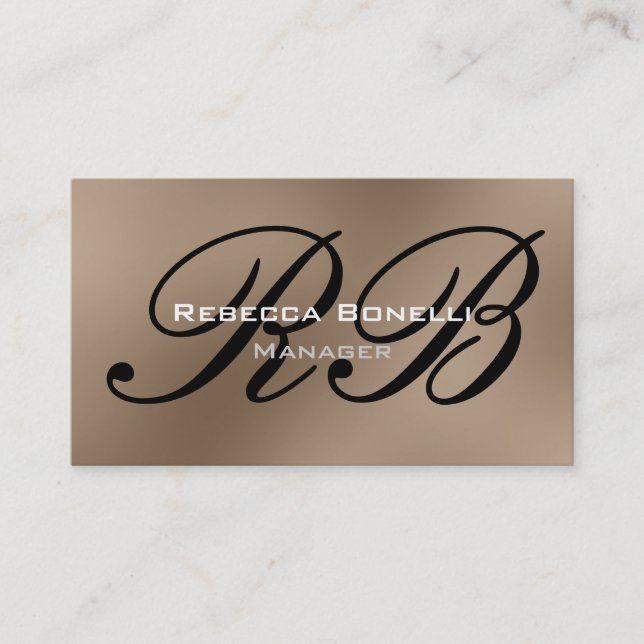 Browny Beige Black Monogram Manager Carte de visit (Devant)