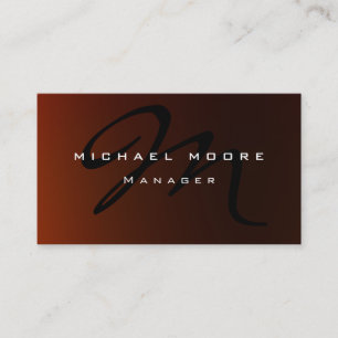 Browny orange Rot-Monogramm-einzigartige Visitenkarte