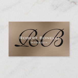 Browny Schwarz-weiß Monogram Manager Business Card Visitenkarte