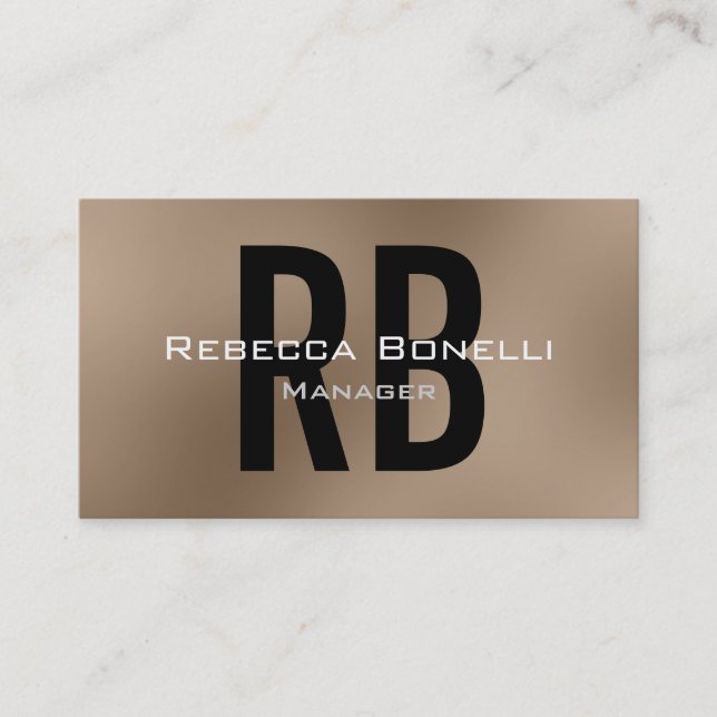 Browny Schwarz-weiß Monogram Manager Business Card Visitenkarte (Vorderseite)