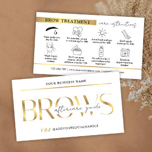 Brows Aftercare Instructions Glam White & Gold PMU Visitenkarte