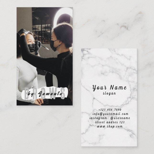 Brows Aftercare PMU Microblading Henna Salon Busin Visitenkarte (Vorne/Hinten)