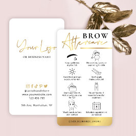 Brows Aftercare White & Gold Salon Instruktionen Visitenkarte