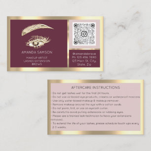 Brows Eyelash Microblade Qr Code Aftercare Rose Visitenkarte