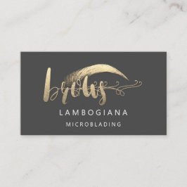 Brows Golden Logo Microblading Social Media Grau B Visitenkarte