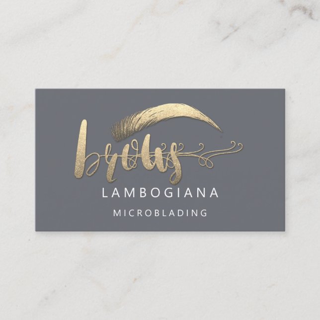 Brows Golden Logo Mikroblase Social Media Smoky Visitenkarte (Vorderseite)