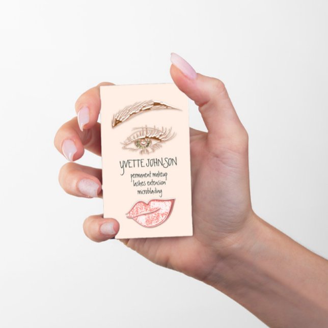 Brows Makeup Logo QRCode Powder Lip Ozean Eyelash Visitenkarte (Brows Makeup Logo QRCode Powder Lip ocean Eyelash Business Card)