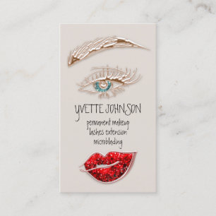 Brows Makeup Logo QRCode Red Lip Skin Eyelashes Visitenkarte