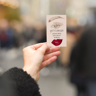 Brows Makeup QRCode Logo Rote Lippen Skinny Eyelas Visitenkarte