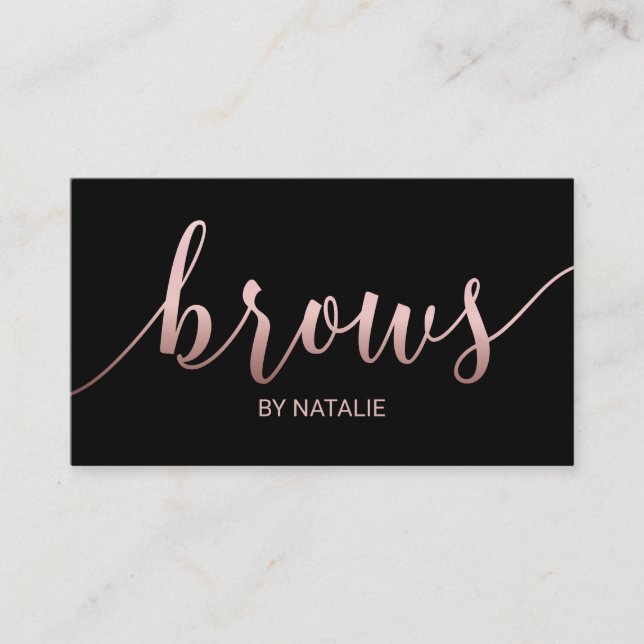 Brows Salon Rose Gold Typografy Black Loyalty Treuekarte (Vorderseite)