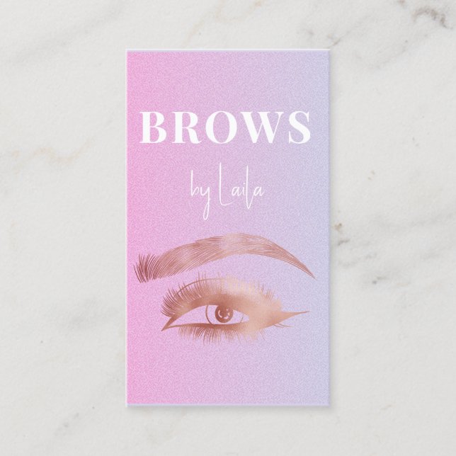 Brows Typografie Eyebrow Salon Foto Luxus Visitenkarte (Vorderseite)