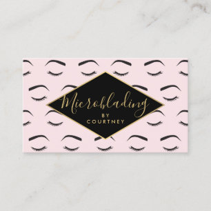 Brows und Lashes Mikroblasen Rosa/Schwarz/Gold Visitenkarte