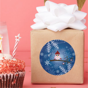 Brr...rosa Schüssel, Schneeflockendesign, Runder Aufkleber