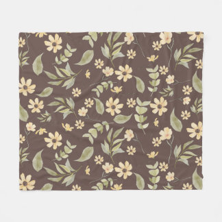 Brrown Whimsy Retro Floral Fleecedecke