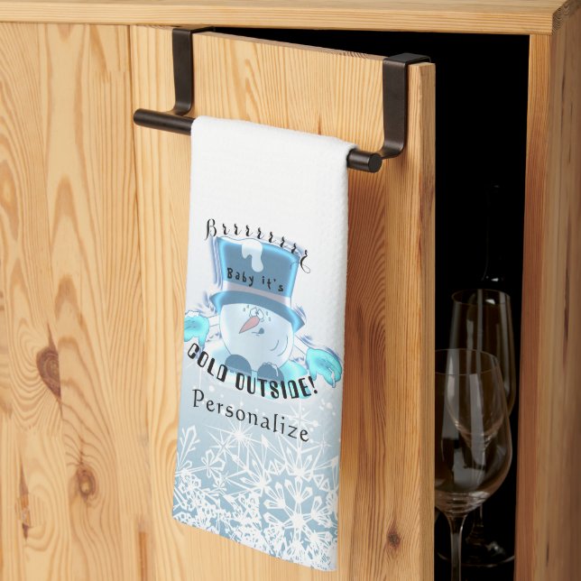 Brrr, Baby Es ist kalt draußen - Schneeflocken Geschirrtuch (Drittel gefaltet)