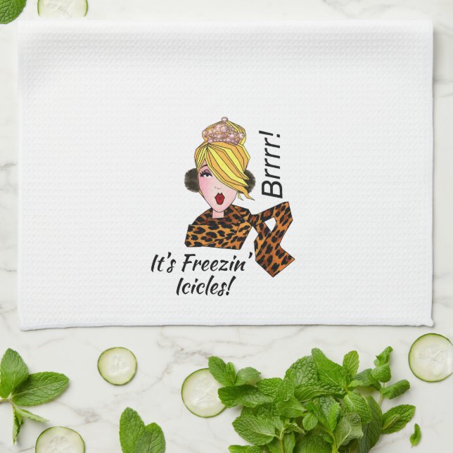 "Brrr - Es ist Freezins' Ikkeln!" Geschirrtuch (Gefaltet)