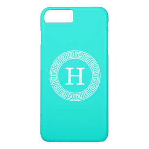 Brt Aqua Wht Griechisch Key Rnd Frame Initial Mono Case-Mate iPhone Hülle