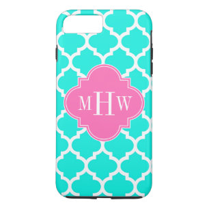 Brt Aqua Wht Moroccan #5 HotPink2 Initial Monogram Case-Mate iPhone Hülle
