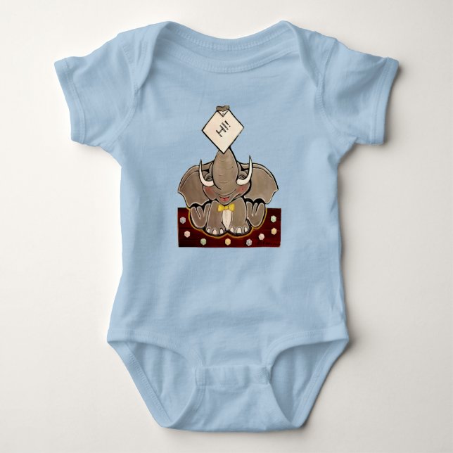 Bruce, der Elefant Speller Blue Bodysuit Baby Strampler (Vorderseite)