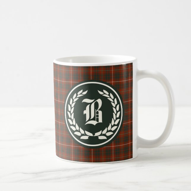 Bruce Family Red und Green Tartan Monogram Kaffeetasse (Rechts)