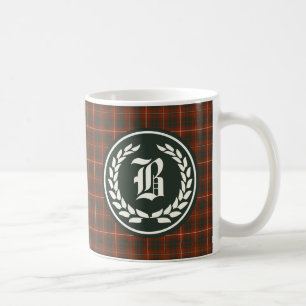 Bruce Family Rot und Grün Tartan Monogramm Kaffeetasse