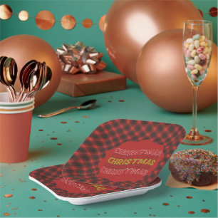 Bruce Modern Scottish Clan Tartan Weihnachten Pappteller