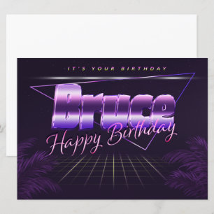 Bruce Name Prénom lila retro Carte Anniversaire