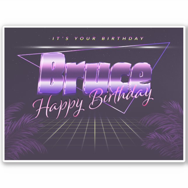 Bruce Name Prénom lila retro Sticker (Devant)