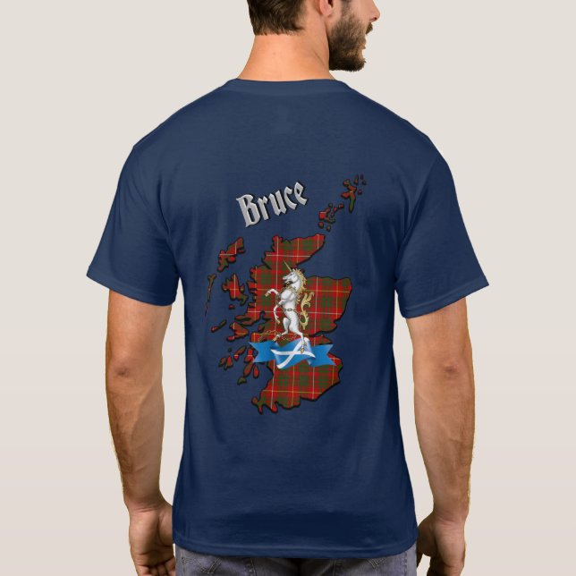 Bruce Tartan Map & Abzeichen T - Shirt (Rückseite)