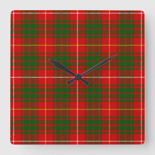 Bruce tartan Red grün kariert Quadratische Wanduhr